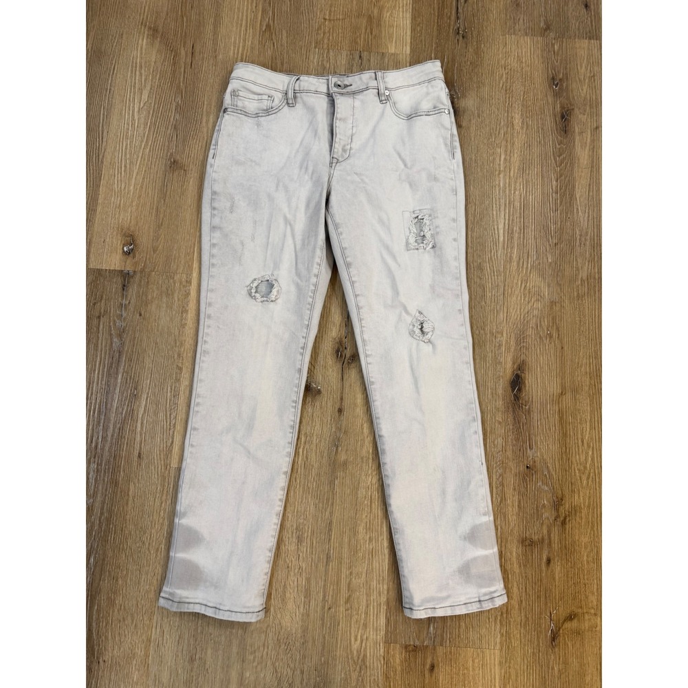 Tribal Jeans Y2K Boyfriend Distressed Ripped Denim Pants Womens 6 Light Gray